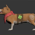 Cute Orange Dog With Pink Polka Dot Bandana And Brown Clover Backpack