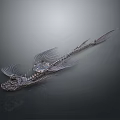 Intricate Metallic Fish Bone Sculpture Featuring Detailed Structure And Decorative Design Elements