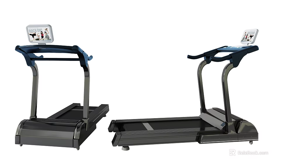 Premium Home Treadmill with Digital Console and Blue Handles Modern Design Fitness Equipment 3d model 