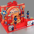 Commercial Display Equipment for Promotion Event Product Stand with Red Decor Lanterns and Balloon Decorations