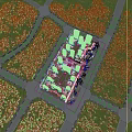 Aerial View Planning of Residential Complex with High Rise Buildings and Green Spaces