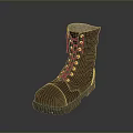 Brown Leather Work Boots With Lace Up Design And Rubber Soles