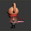 Cartoon Mouse Character With Big Ears Red Eyes Red Scarf Pink Vest And Gray Shorts