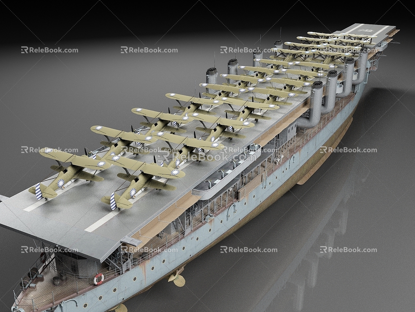 Old-fashioned aircraft carrier aircraft carrier aircraft aircraft warship 3d model