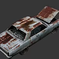Old Rusty Car With Open Hood Vintage Exterior And Worn Details