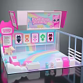 Colorful Pink Cartoon Scene Featuring Lucky Baby Sign Rainbow And Pony Doll