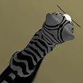 Cute Cartoon Reptile With White Body Gray Stripes And Pink Ears