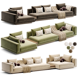 Light Luxury Multi-person Corner Sofa Set 3d model