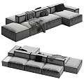 Modern Soft Modular Fabric Double Sofa With Decorative Pillows Blankets And Multiple Color Options