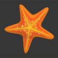 Vibrant Orange and Red Starfish with Yellow Spots and Smooth Texture Against Dark Background