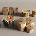 Natural Wooden Tree Stump Stools With Various Shapes For Home Furniture
