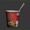 Spicy Korean Style Instant Cup Noodles With Red Packaging And Chopsticks