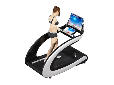 Modern treadmill treadmill sports character combination 3d model