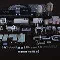 Industrial Scene Construction Components With Water Towers Platforms Pipes And Structures 3d model