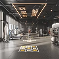 Modern Fitness Gym Interior With Workout Equipment Mirrors And Lighting Design
