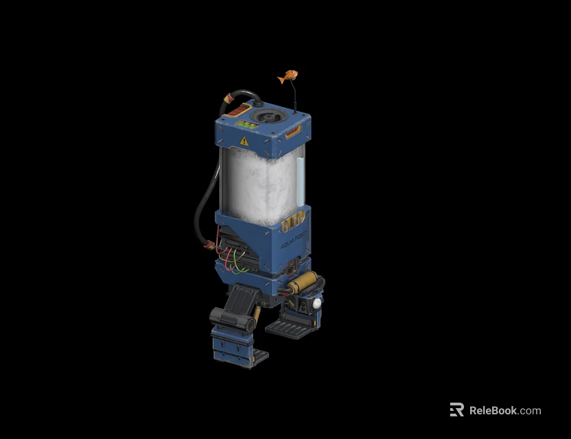 Blue Industrial Automation Equipment With Control Panel Cylindrical Tank And Mechanical Arm 3d model 