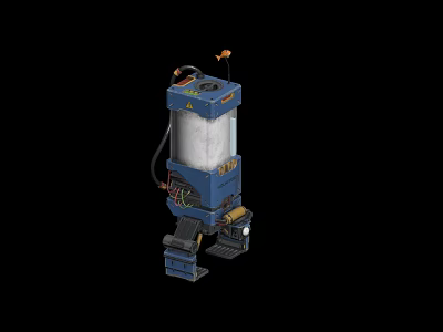 Blue Industrial Automation Equipment With Control Panel Cylindrical Tank And Mechanical Arm 3d model