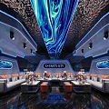 Modern Luxury KTV Private Room With Futuristic Lighting And Sofa Seats