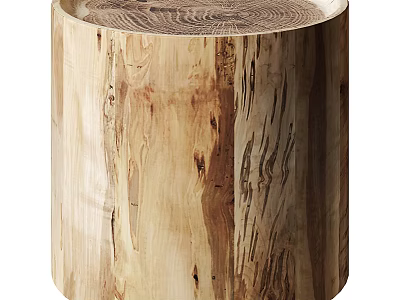 Natural Wood Side Table with Tree Stump Design and Wood Grain Texture for Rustic Decor 3d model