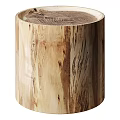 Natural Wood Side Table with Tree Stump Design and Wood Grain Texture for Rustic Decor