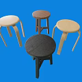 Dining Stools In Various Colors And Materials With Simple Design On Blue Background