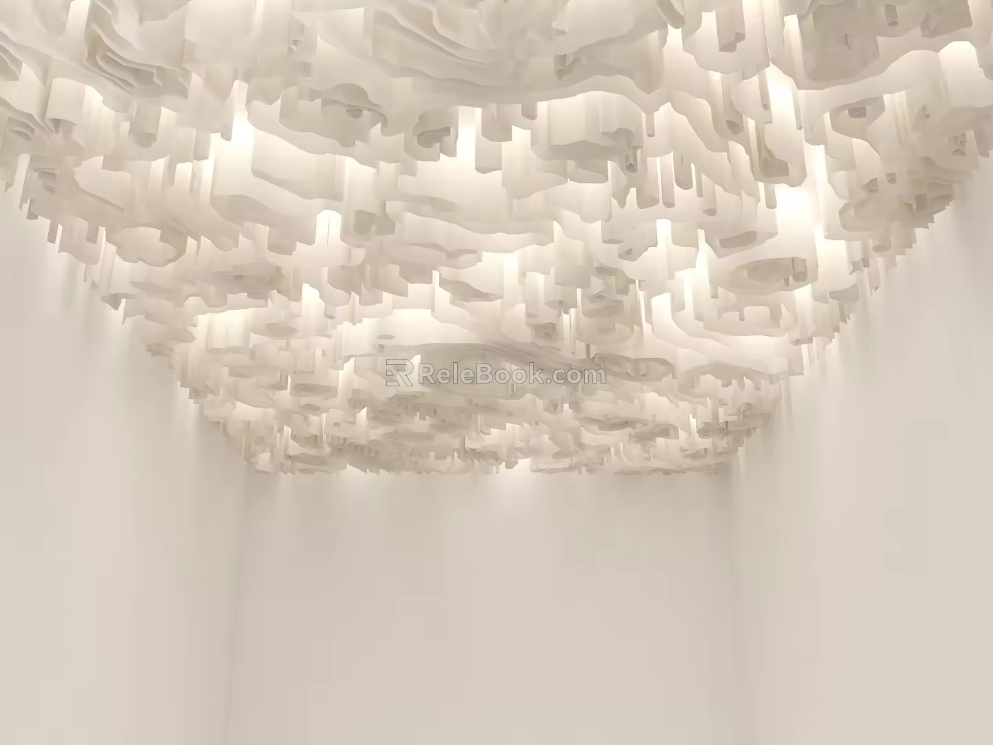 Modern Special-Shaped Ceiling Special-Shaped Corrugated Ceiling Wave Ceiling Paper Ceiling Random Curled Kraft Paper Ceiling French Textured Paper 3d model