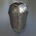 Silver Medieval Armor Engraved With Angelic Figure And Metal Rivets Design