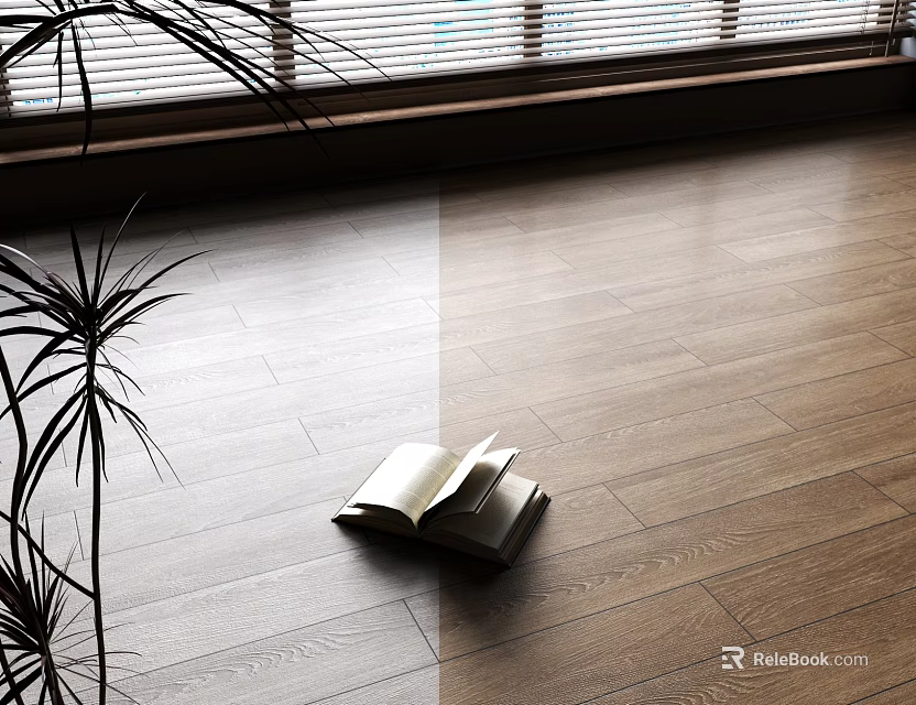 Hardwood Flooring In Room With Natural Light Plants And Book 3d model 