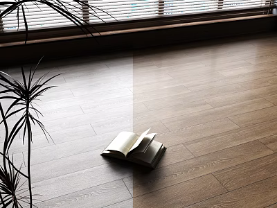 Hardwood Flooring In Room With Natural Light Plants And Book 3d model
