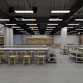 School Spacious Modern Classroom With Neat Desks Chairs Bright Lighting And Whiteboard