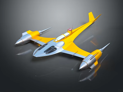Yellow and Silver Passenger Jet with Sleek Aerodynamic Design Twin Engines and Red Top Accent 3d model