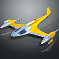 Yellow and Silver Passenger Jet with Sleek Aerodynamic Design Twin Engines and Red Top Accent