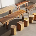 Chinese Style Stool Bench Round Stool Square Stool Stakes 3d model