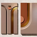 Two Piece Modern Abstract Wall Art With Curved Lines Circular Shapes And Neutral Tones