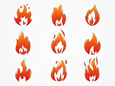 Stylish Flame Shaped Decorative Lights With Red And Orange Various Designs 3d model