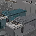 Modern Beauty Hair Salon Interior with Styling Chairs Treatment Beds and Equipment