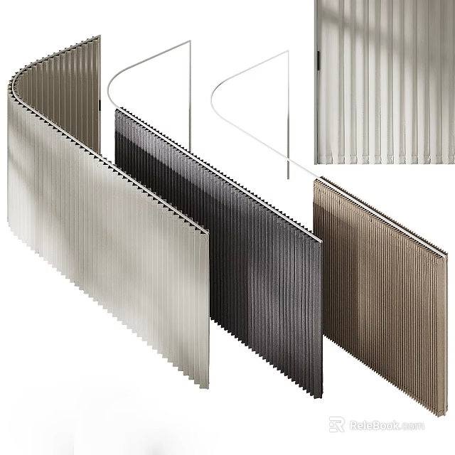 Modern Design Pleated Curtains In Beige Grey And Brown Colors For Home Interior 3d model 