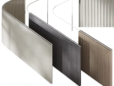 Modern Design Pleated Curtains In Beige Grey And Brown Colors For Home Interior 3d model