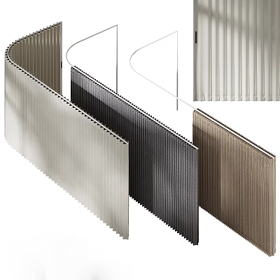 Modern Design Pleated Curtains In Beige Grey And Brown Colors For Home Interior 3d model
