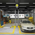 Mtian AI Aima Hall Automotive Shop With Multiple Garage Bays And Vehicle