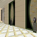 Stylish Private Box Interior With Red Chandelier Round Table Chairs Decorative Walls And Tiled Floor