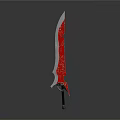 Red Fantasy Sword with Intricate Patterns Shiny Metallic Blade and Black Handle