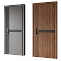 Modern Gray And Wood Grain Doors With Black Handle And Decorative Strip