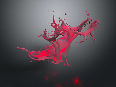 Red Liquid Splash Dynamic Form With Glossy Texture On Dark Background Flying Drops 3d model