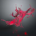 Red Liquid Splash Dynamic Form With Glossy Texture On Dark Background Flying Drops 3d model