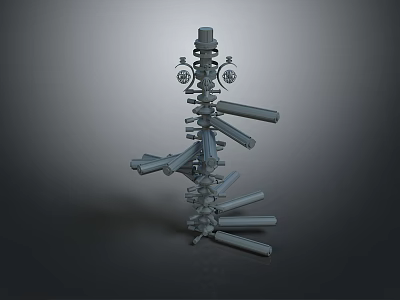 Industrial Mechanical Structure With Stacked Metal Components And 3D Rendering Design 3d model