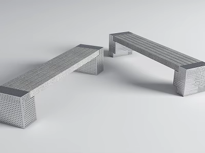 Modern Landscape Seats With Metal Hollow Base And Sleek Design For Outdoor Areas 3d model