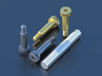 Assorted Metal Bolts And Screws With Hexagonal Heads And Threaded Shanks 3d model