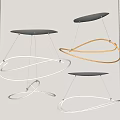 Modern Chandelier Designs with Circular LED Lights and Sleek Hanging Structures 3d model