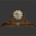 Vintage Wooden Mantel Clock With Carved Base And Roman Numeral Dial